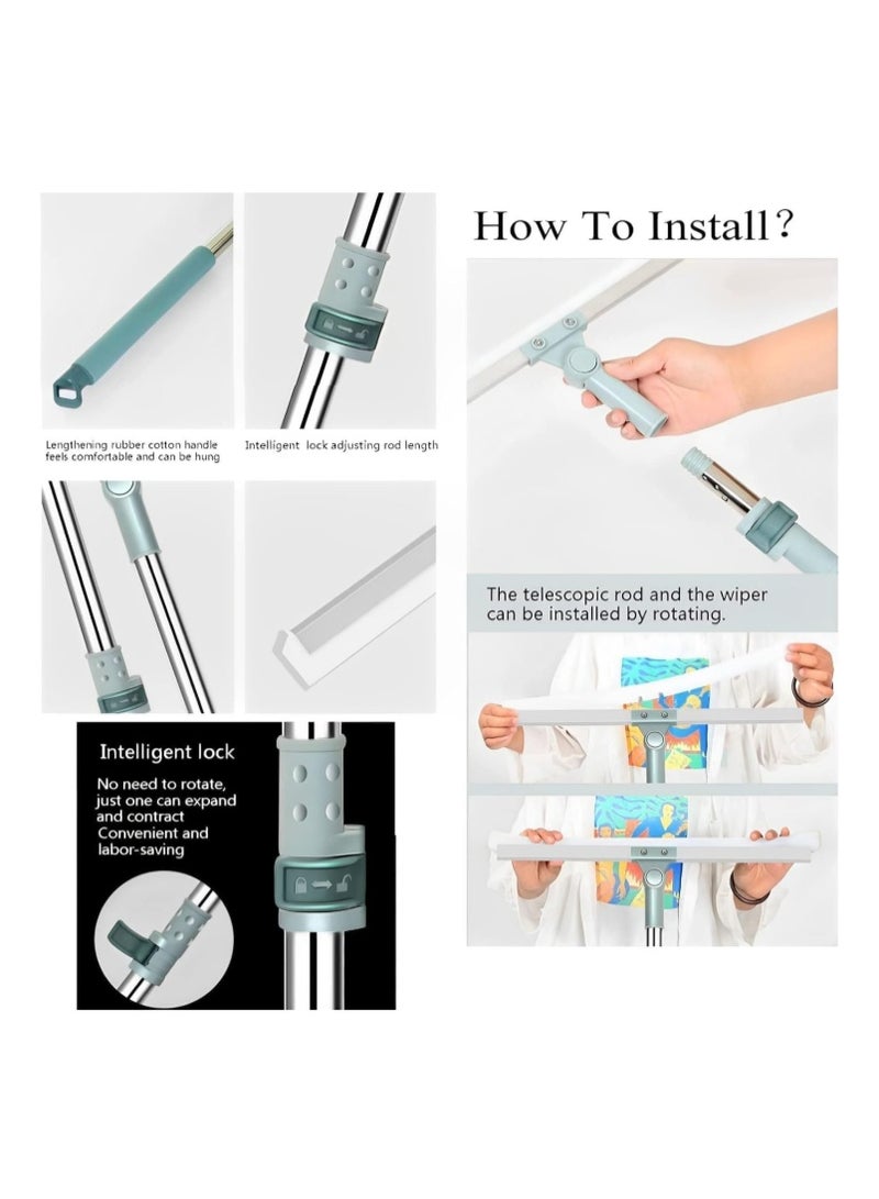 TAJ BAZAAR Magic Broom, Household Silicone Besom, Stainless Steel Telescopic Pole, Floor Squeegee with 180° Rotating Head, Suitable for Windows, Floors, Walls, Glass Doors - Image 4