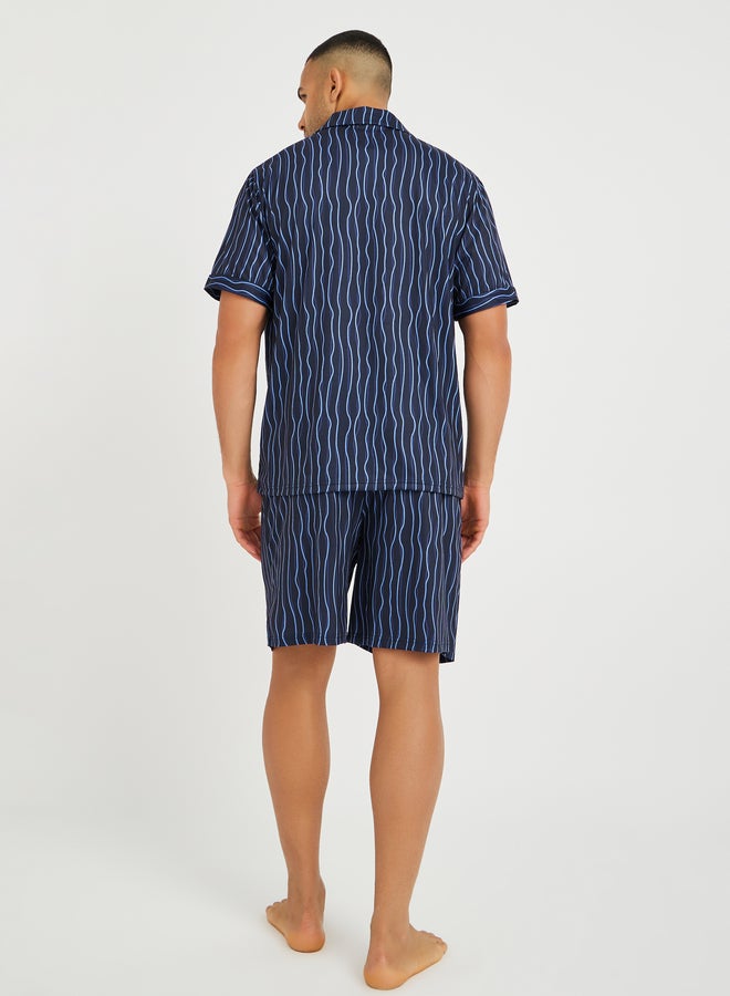 Styli Printed Short Sleeve Shirt and Shorts Pyjama Set - Image 5
