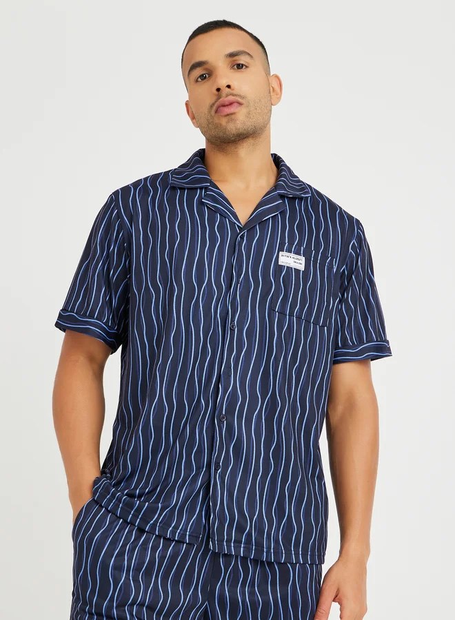 Styli Styli Printed Short Sleeve Shirt and Shorts Pyjama Set