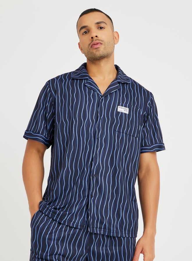 Styli Printed Short Sleeve Shirt and Shorts Pyjama Set - Image 2