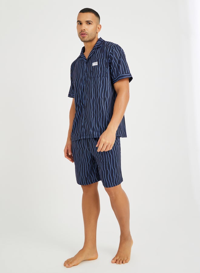 Styli Printed Short Sleeve Shirt and Shorts Pyjama Set - Image 1
