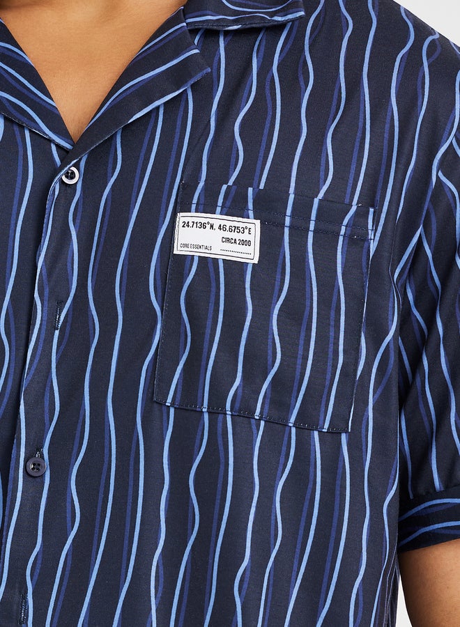 Styli Printed Short Sleeve Shirt and Shorts Pyjama Set - Image 3