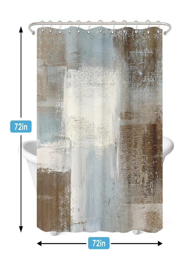 Nesphy Shower Curtain and Liner Set, Abstract Blue and Brown Shower Curtain and Liner with Double-Sided Stainless Steel Hooks, 3-in-1 Waterproof Fabric for Bathroom, 72x72 Inch - Image 4