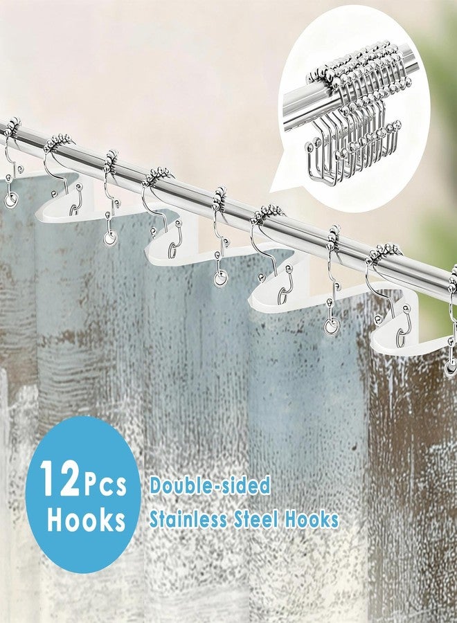 Nesphy Shower Curtain and Liner Set, Abstract Blue and Brown Shower Curtain and Liner with Double-Sided Stainless Steel Hooks, 3-in-1 Waterproof Fabric for Bathroom, 72x72 Inch - Image 2