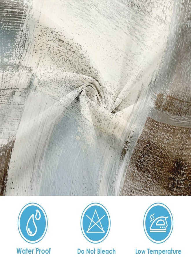 Nesphy Shower Curtain and Liner Set, Abstract Blue and Brown Shower Curtain and Liner with Double-Sided Stainless Steel Hooks, 3-in-1 Waterproof Fabric for Bathroom, 72x72 Inch - Image 3