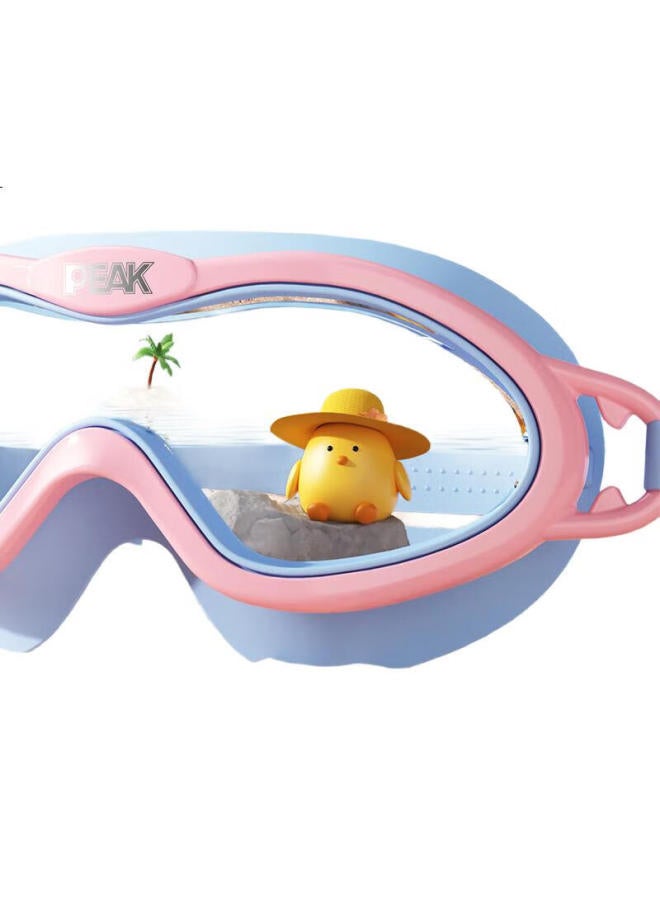 Peak Children'S Swimming Goggles For Boys And Girls, High-Definition Anti-Fog Waterproof Large Frame Professional Swimming Training Protective Eyewear, Pink And Green - Image 2