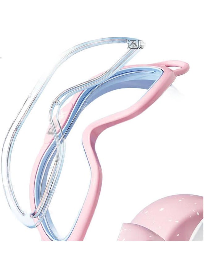 Peak Children'S Swimming Goggles For Boys And Girls, High-Definition Anti-Fog Waterproof Large Frame Professional Swimming Training Protective Eyewear, Pink And Green - Image 3