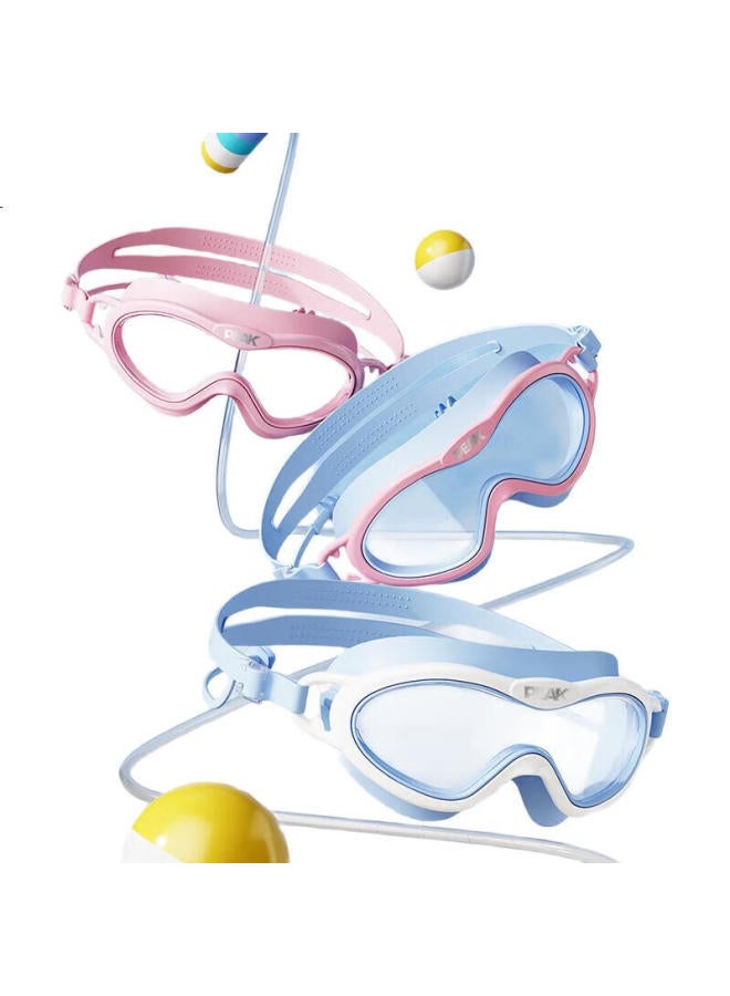 Peak Children'S Swimming Goggles For Boys And Girls, High-Definition Anti-Fog Waterproof Large Frame Professional Swimming Training Protective Eyewear, Pink And Green - Image 1