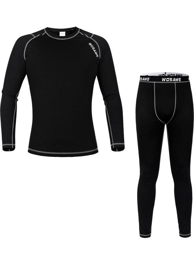 WOSAWE Men Long Sleeve Thermal Fleece Lined Compression Underwear Set  XXL 35x5x25cm  - Image 1