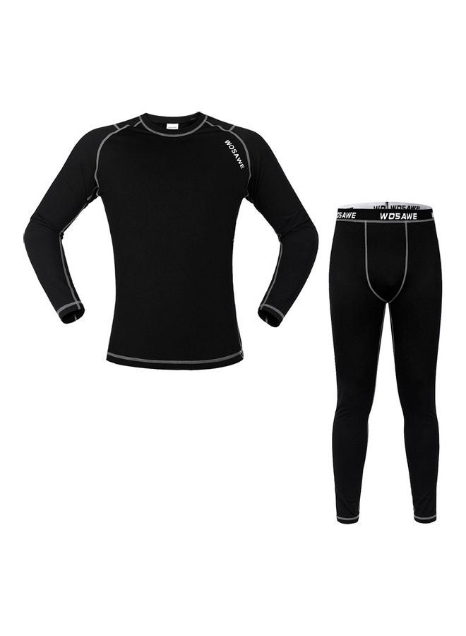 WOSAWE Men Long Sleeve Thermal Fleece Lined Compression Underwear Set  XXL 35x5x25cm  - Image 2