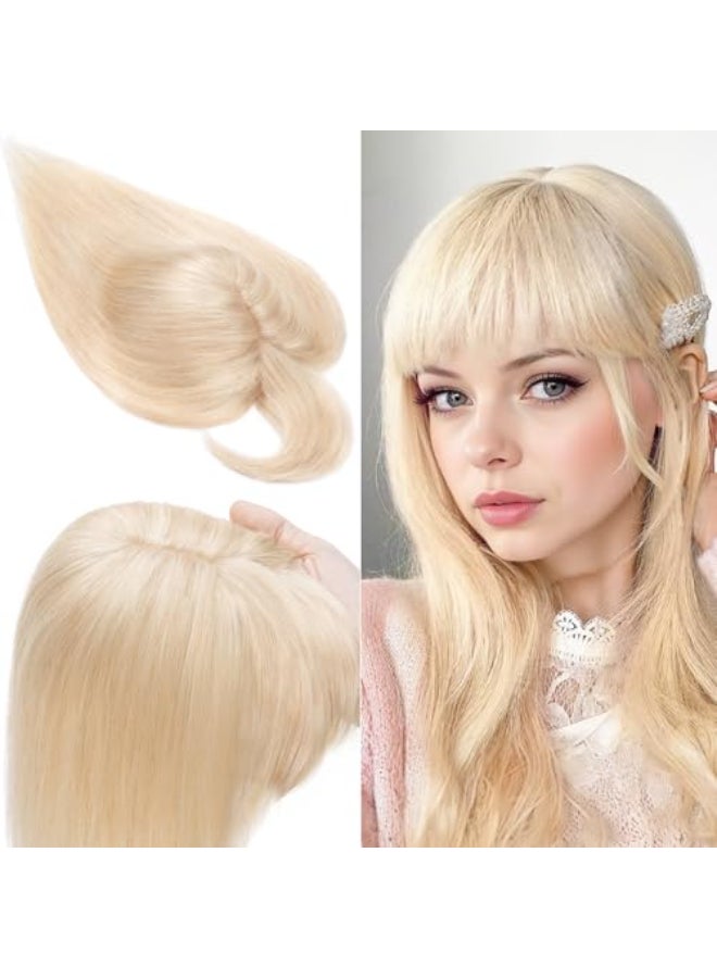 SEGO 100 Real Human Hair Toppers with Air Bangs Silk Base 150 Density Clip in Topper 2751 HairPieces for Women with ThinningHair Loss Cover Gray - Image 1