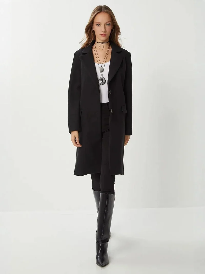 إسطنبول الساحرة ISTANBUL Long Textured Double Breasted Overcoat