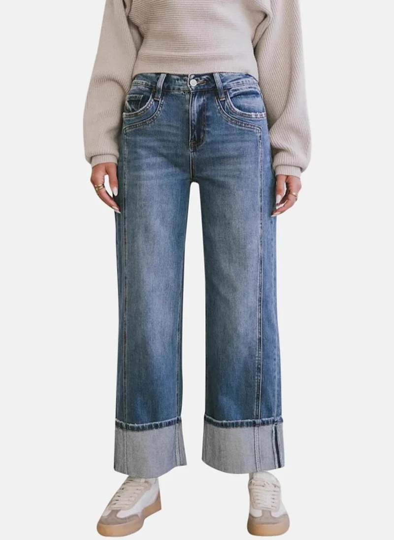 YUNIQEE Blue Straight Fit Clean Look Mid-Rise Jeans