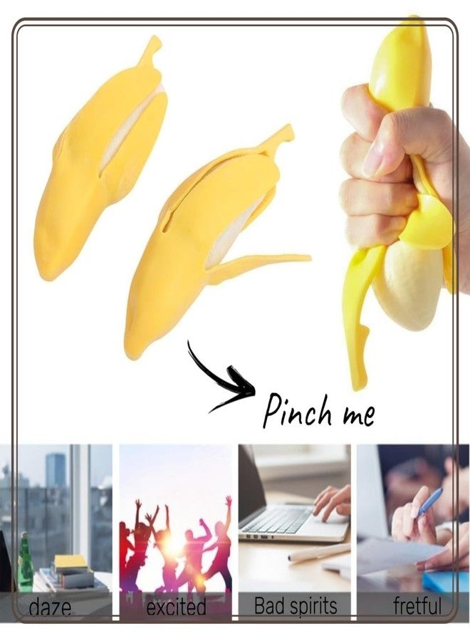 Dhjrefhhd 1Pcs Banana Squeeze Prop Fake Banana Stretchy Fidget Tool Novelty Stress Relief Funny Peeled Fake Banana Fruit Stress Tool Halloween Christmas Party April Fool's Day Decorate - Image 3