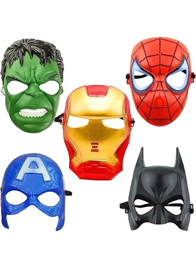 wopin 5pcs Children's Party Masks Superhero Mask Costume Cosplay Party Masks Half Masks with Elastic Women - Carnival Mask Party Mask for Holiday