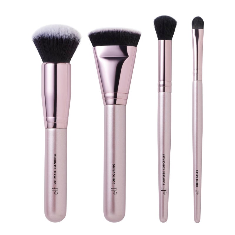 elf Complexion Perfection Brush Kit 4Piece Makeup Brush Set Brushes For Foundations  Concealers Vegan  CrueltyFree