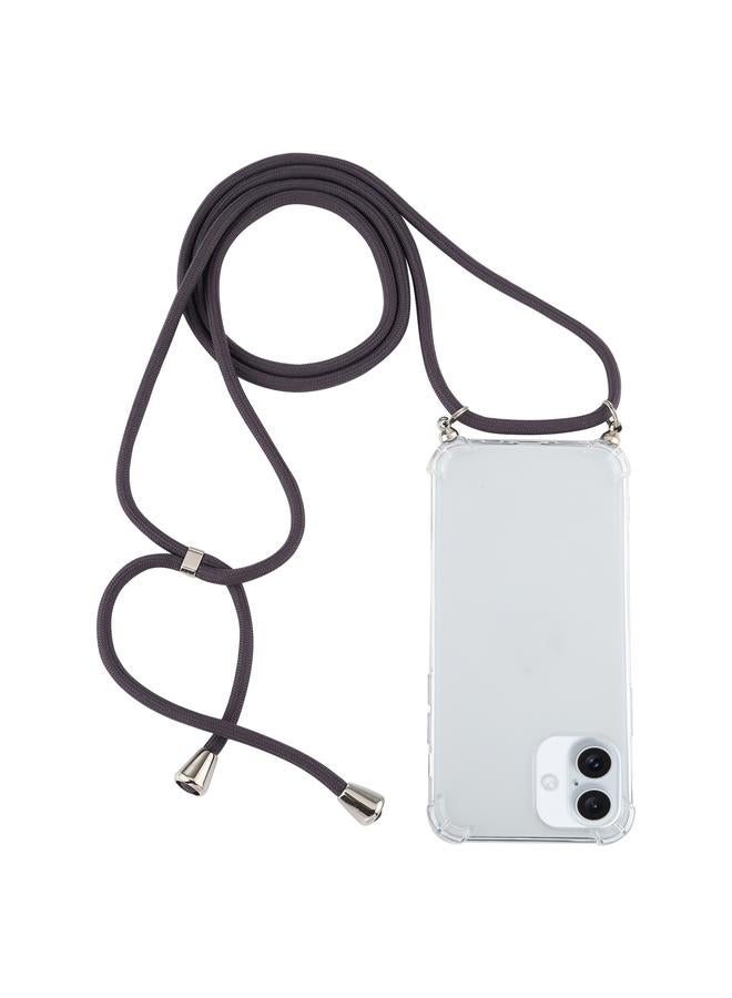 S-TOP Case For iPhone 16 Plus Four-Corner Shockproof Transparent TPU Case with Lanyard - Image 1