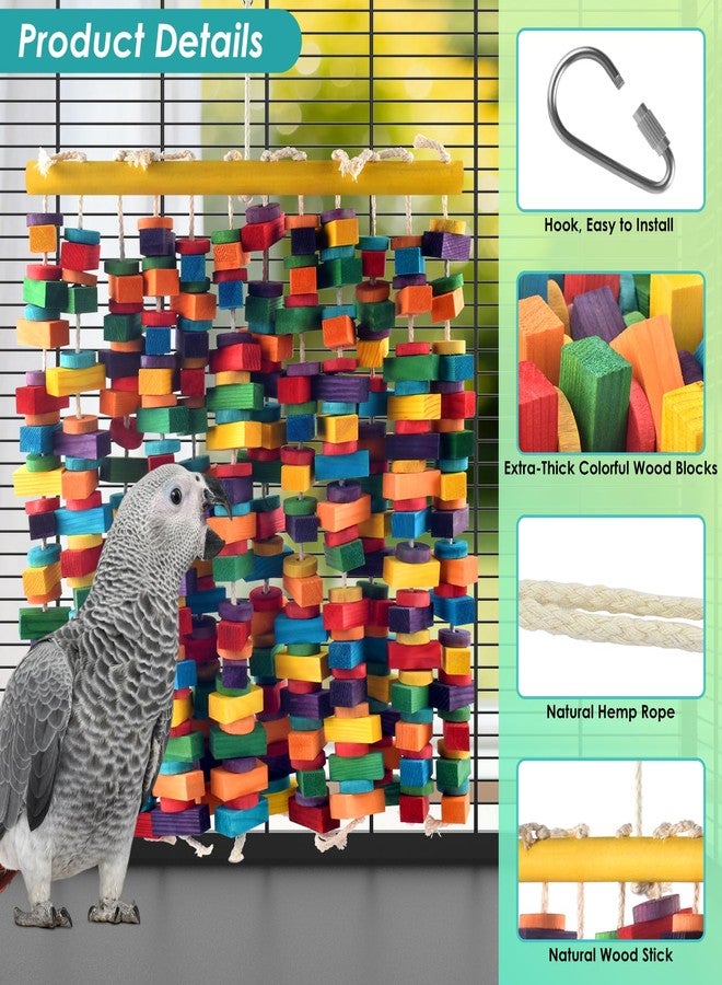 DBNESS 23 Inch Extra Large Bird Toy, Colorful Natural Chew Wood Blocks Hanging Parrot Tearing Toys, Birds Cage Accessories for Macaws, Amazon Parrots, African Grey, Cockatoos - Image 4