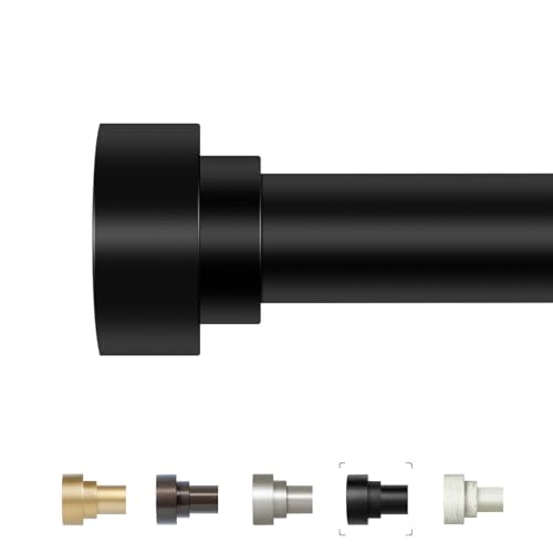 hei! dear Black Curtain Rods for Windows 28 to 48 Inch(2.3-4ft),1 Inch Diameter Heavy Duty Curtain Rods,Adjustable Curtain Rod,Modern Decorative Drapery Rods,Telescoping Window Curtains Rod 18-45",Matte Black - Image 1