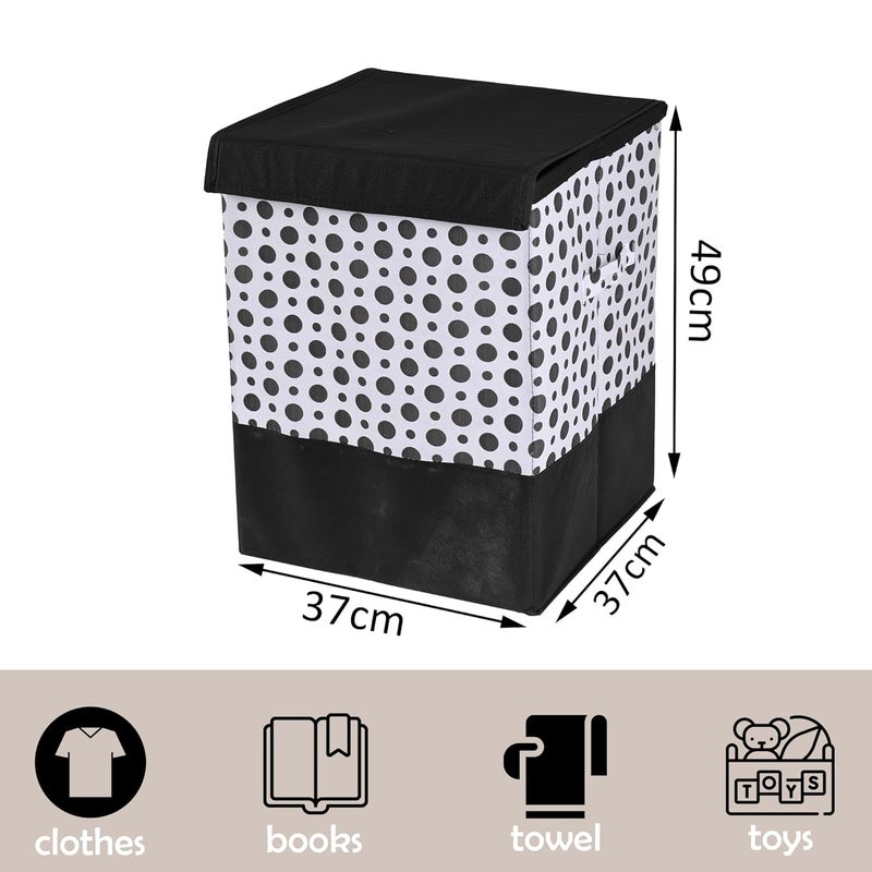 Urbane Home Urbane Home Pack of 5 Foldable Dirty Clothes Laundry Basket For Washing Used Unwashed Dress BucketStorage Box Polka Dots Black White  - Image 3