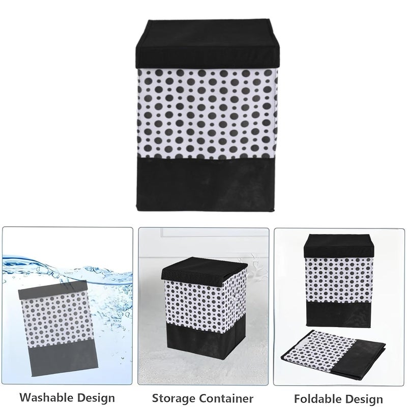 Urbane Home Urbane Home Pack of 5 Foldable Dirty Clothes Laundry Basket For Washing Used Unwashed Dress BucketStorage Box Polka Dots Black White  - Image 5