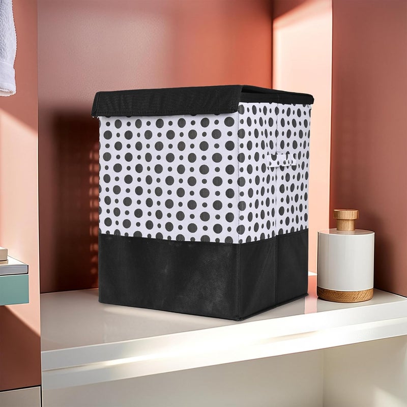 Urbane Home Urbane Home Pack of 5 Foldable Dirty Clothes Laundry Basket For Washing Used Unwashed Dress BucketStorage Box Polka Dots Black White  - Image 2