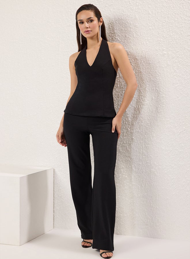 trendyol Black V Neck Woven Stylish Jumpsuit - Image 4