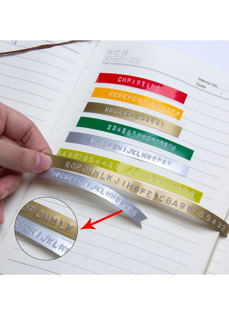 3D Label Printer Click Small Model Label Makers Manual Embossing Label Maker Typewriter Printer DIY Machine for Home Business Work Black With Free Black Tape and Gold Tape - Image 2