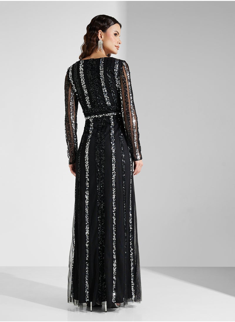 Namshi x Contrast Sequinned Shift Dress  - Image 2