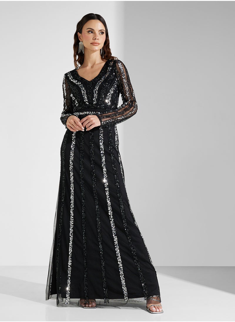 Namshi x Contrast Sequinned Shift Dress  - Image 5