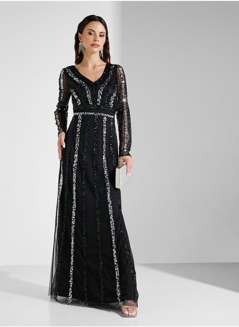 Namshi x Contrast Sequinned Shift Dress  - Image 1