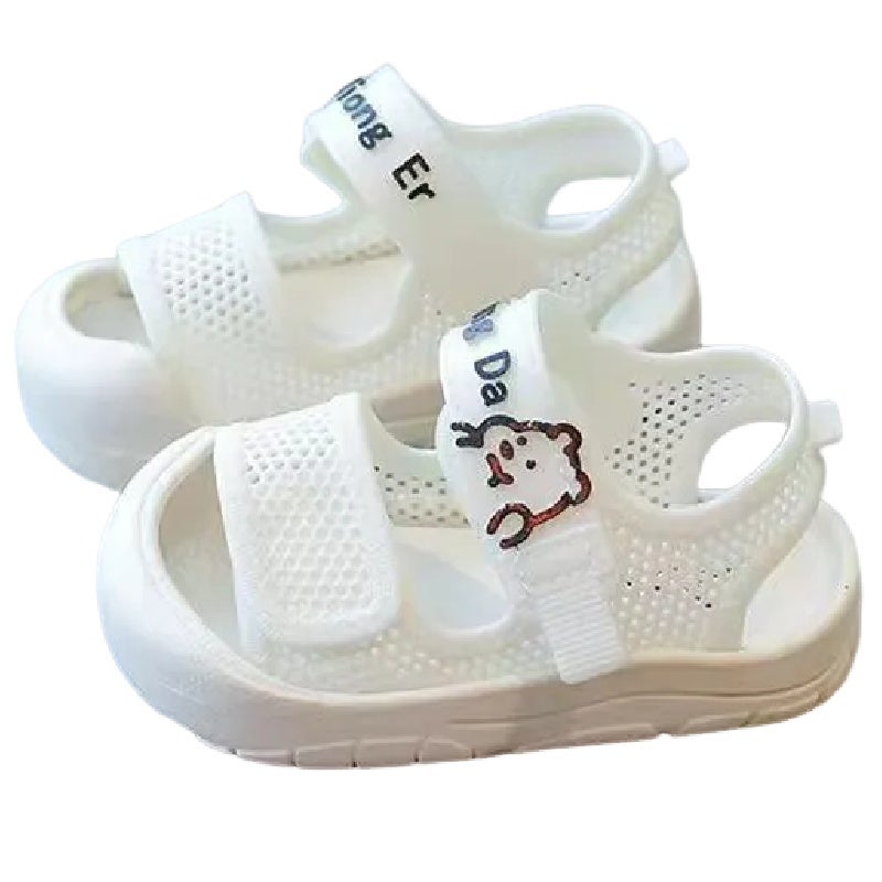 Children's sandals comfortable soft-soled mesh breathable non-slip toddler shoes (size 15 (inner length 11.5cm))white - Image 1