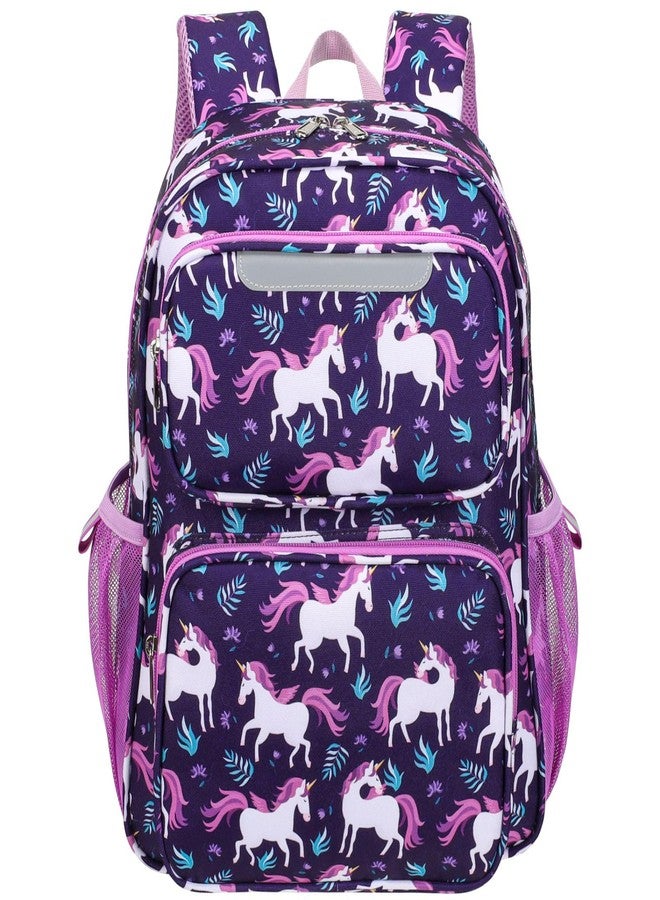 BrainyBees Kids Backpack for Boys Girls - 15 Inch Preschool Kindergarten Elementary Backpack for Kids Aged 3 to 8, 01 Deep Purple Unicorn, 15 Inch, Kids Backpack - Image 1