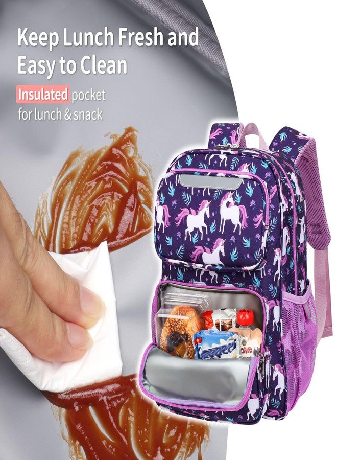 BrainyBees Kids Backpack for Boys Girls - 15 Inch Preschool Kindergarten Elementary Backpack for Kids Aged 3 to 8, 01 Deep Purple Unicorn, 15 Inch, Kids Backpack - Image 4