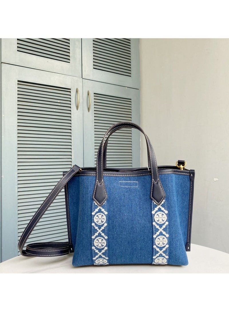 Tory Burch Canvas Tote Shoulder Bag Handbag 29.5*19.5*10cm