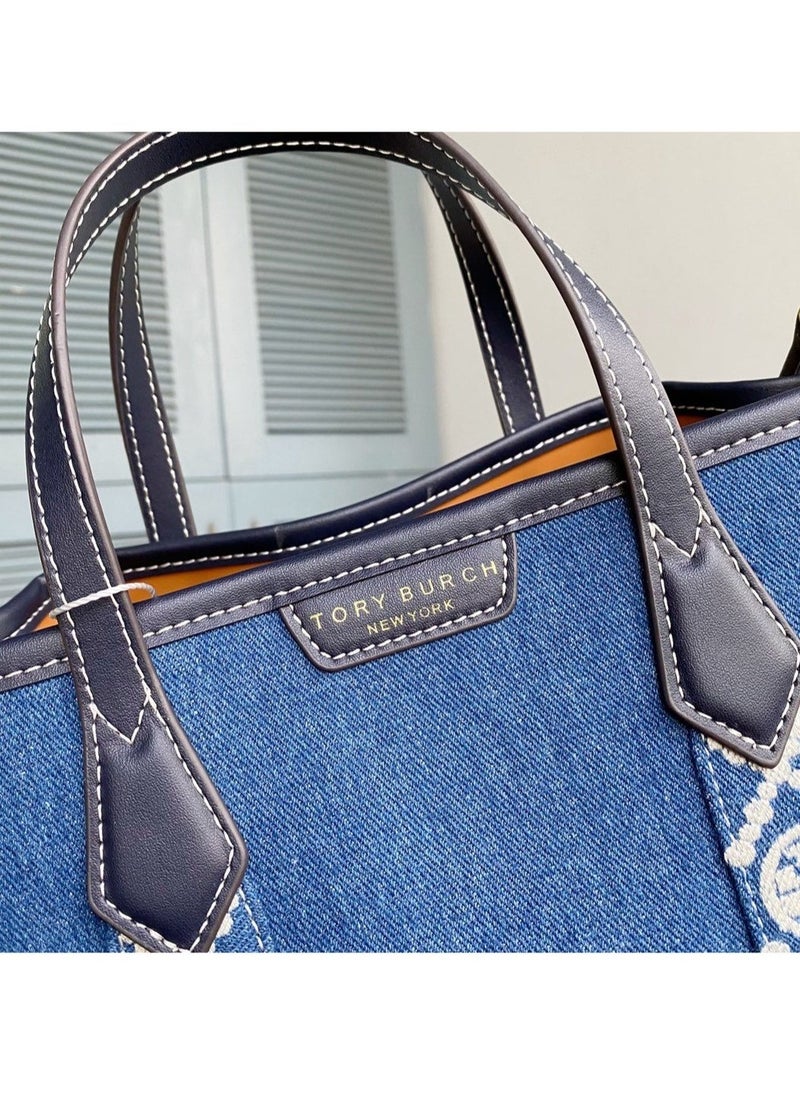 Tory Burch Canvas Tote Shoulder Bag Handbag 29.5*19.5*10cm