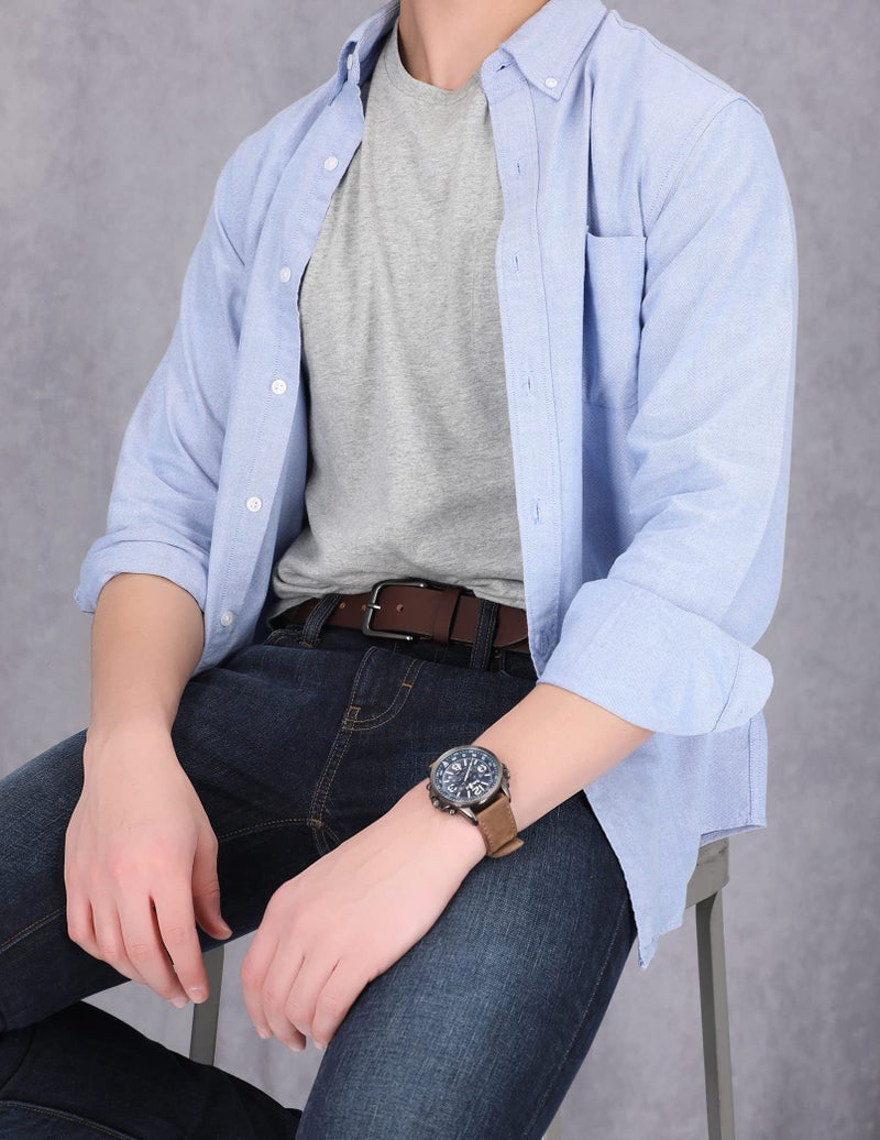 Timberland Men's 35mm Classic Buckle Jean Leather Belts, Dark Brown, 34 - Image 3