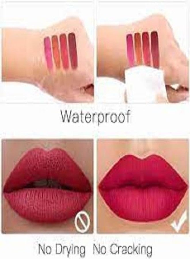 WUTEND Matte Mini Non-Transfer Waterproof Liquid Matte Mini Lipstick Set | Long-Lasting Smudge-Proof Lip Colors | Combo Pack of 4 Trendy Shades for Women - Image 1