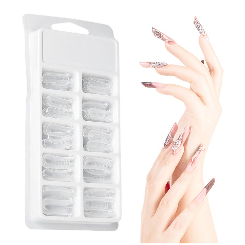 100pcs Clear Nail Form Full Cover Quick Building Gel Mold Tips Nail Extension DIY Manicure Tool - Image 2