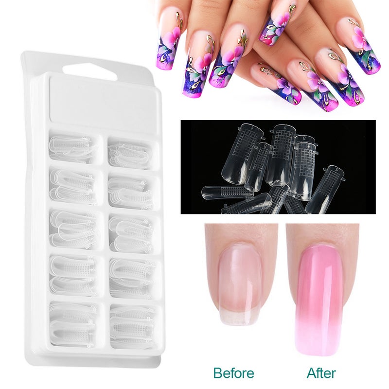 100pcs Clear Nail Form Full Cover Quick Building Gel Mold Tips Nail Extension DIY Manicure Tool - Image 3