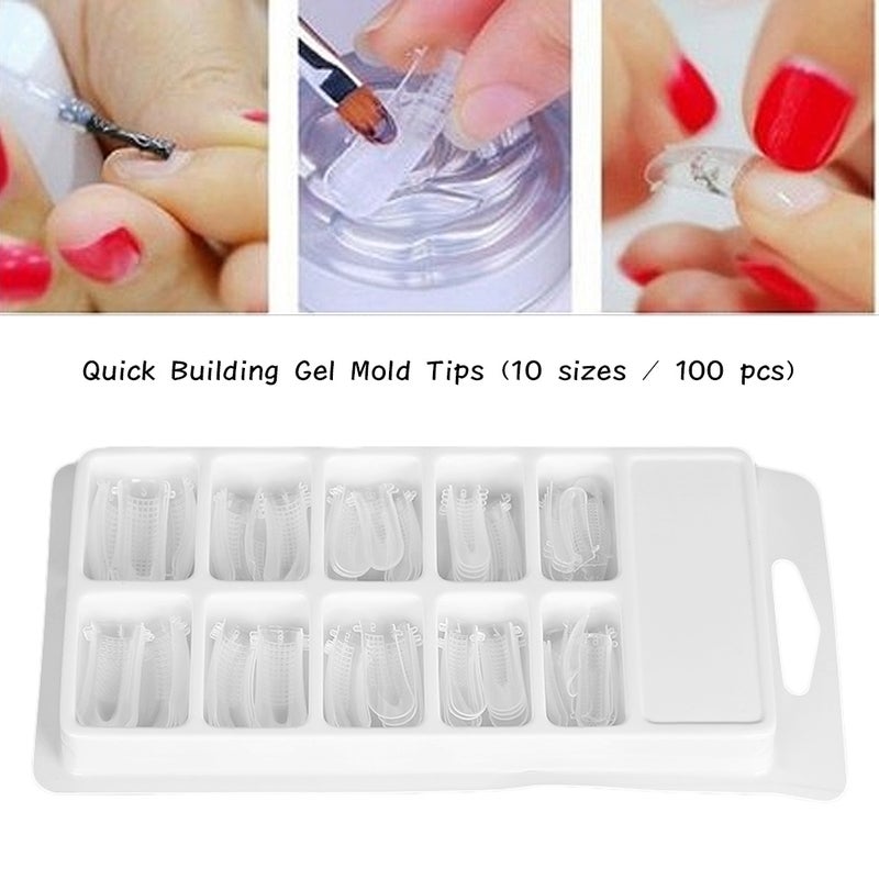 100pcs Clear Nail Form Full Cover Quick Building Gel Mold Tips Nail Extension DIY Manicure Tool - Image 4
