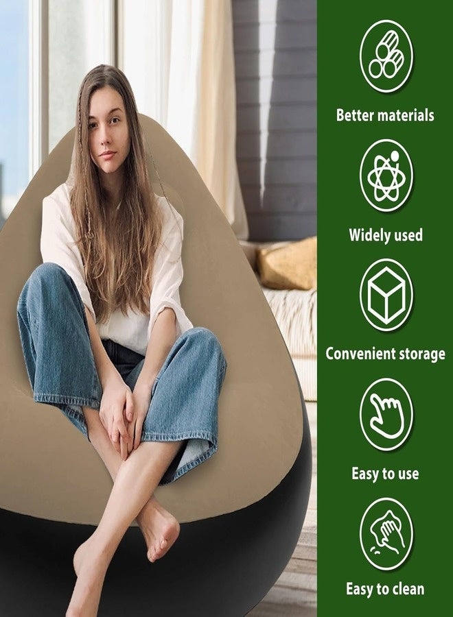 Folding Lazy Sofa,Portable Inflatables Chairs with Ottoman,Flocked Surface inflatables Couch,Waterproof Blow Up chair,Comfortable inflatable Couch for Camping,Gaming - Image 4