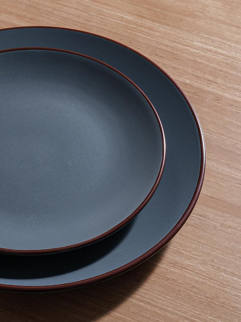 Famiware Venus Ceramic Plates and Bowls Sets Speckled Dinnerware Dish Sets for 4 12 Pieces  Microwave and Dishwasher Safe Matte Charcoal - Image 4