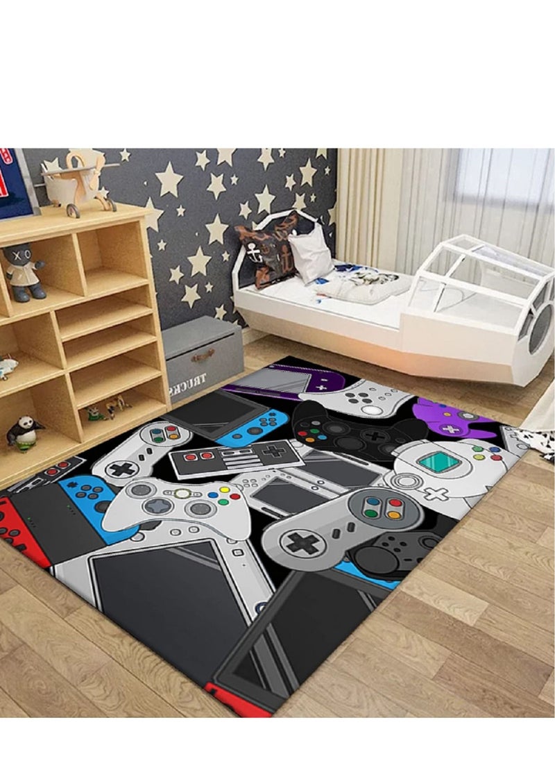 KASTWAVE - Home Area Gamer Rugs with Game Controller Design Thickened Non Slip Mats Stylish Velvet Carpet for Living Bed Playrooms, Rectangle - Image 1