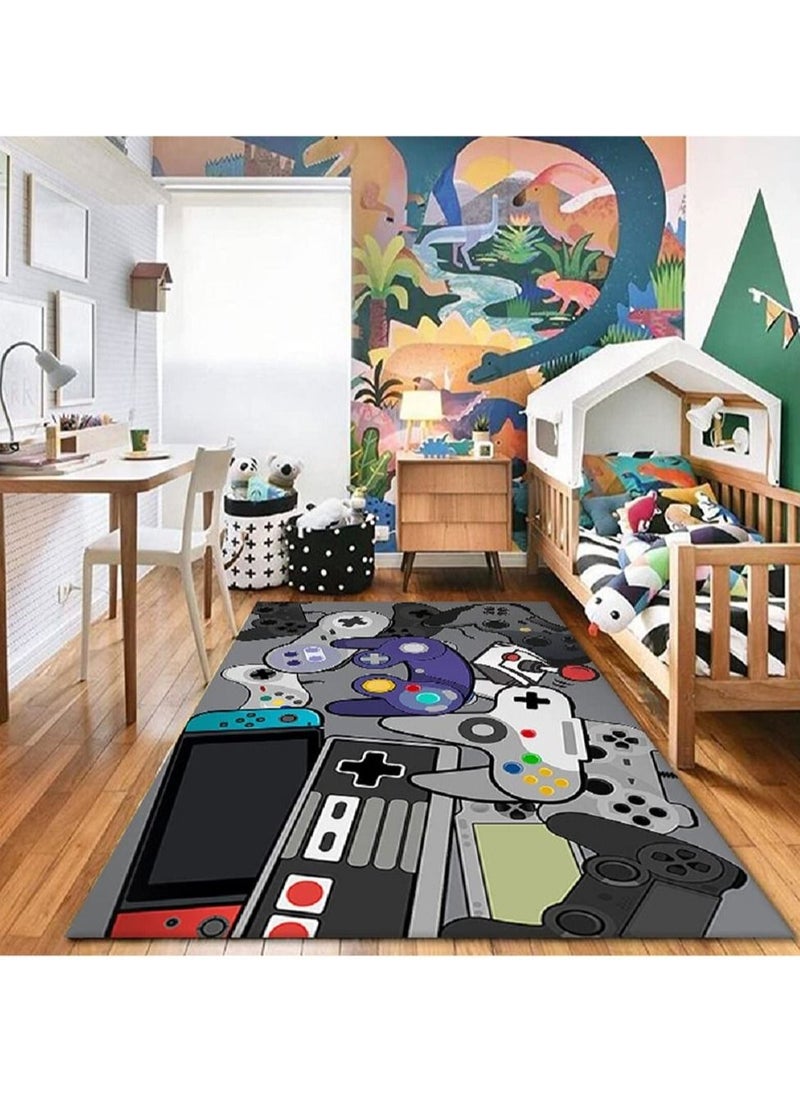 KASTWAVE - Home Area Gamer Rugs with Game Controller Design Thickened Non Slip Mats Stylish Velvet Carpet for Living Bed Playrooms, Rectangle - Image 1
