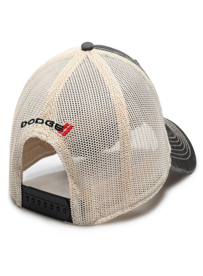 دودج قبعة دودج سكات باك سناباك، مصنوعة من قماش قطني أسود مغسول مع شبكة ناعمة - Image 2