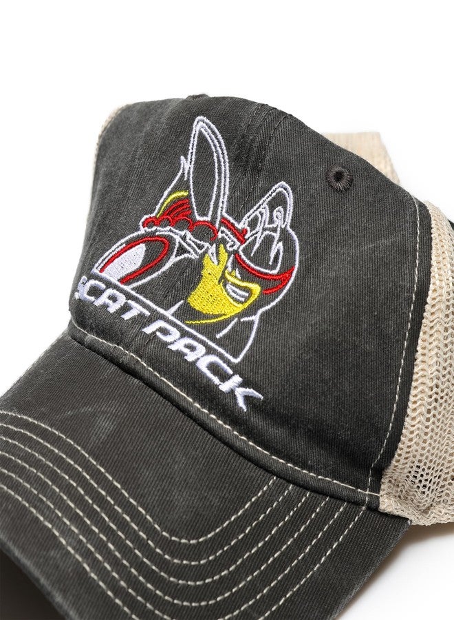 دودج قبعة دودج سكات باك سناباك، مصنوعة من قماش قطني أسود مغسول مع شبكة ناعمة - Image 4