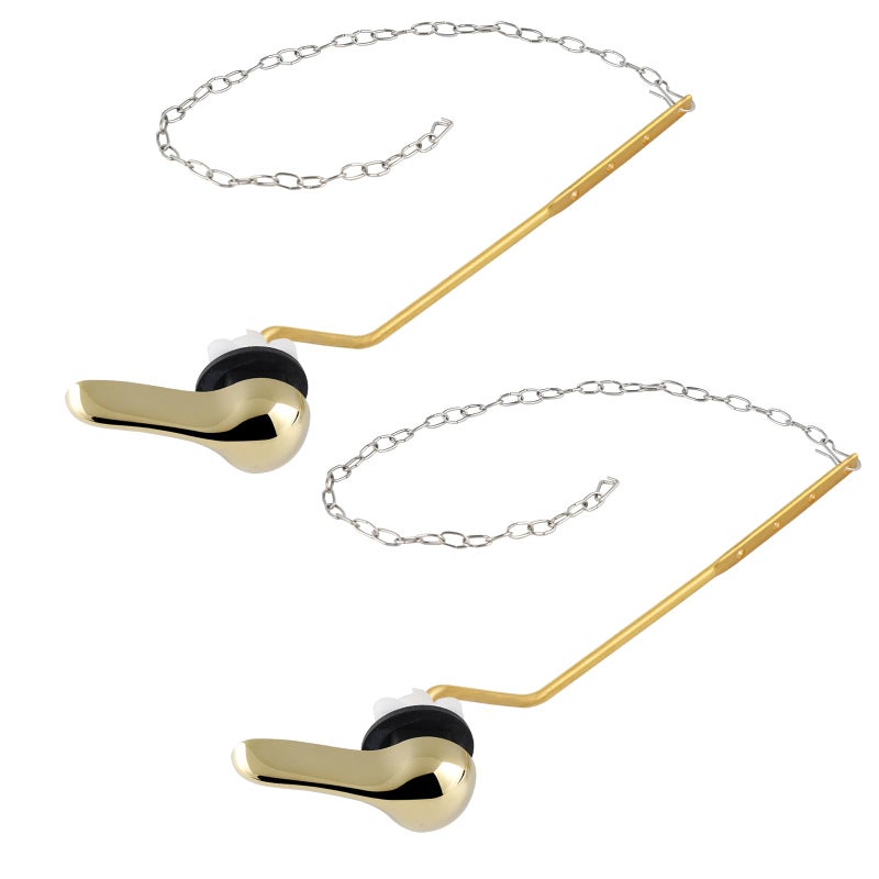 iFealClear 2 Pack Universal Polished Gold Toilet Handle Replacement Kit SideAngle Mount Metal Toilet Tank Flush Lever Replacement Solid Brass Toilet Trip Lever Fits Most Toilets Shinny Gold