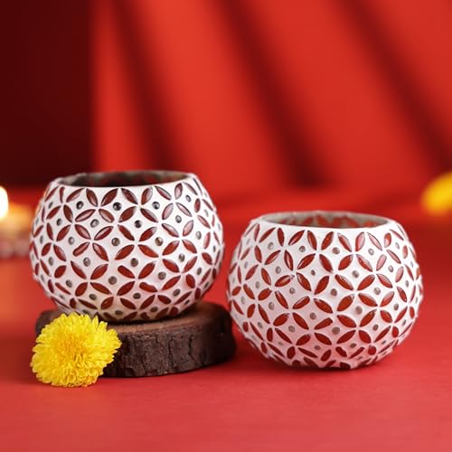 FlowerAura Designer Pack of 2 Mosaic Glass Votive Tealight Candle Holders for Home Decor, Wedding Decor, Christmas Decor, Candle Light Dinner Decor, Bedroom Decor, Festive Decor, Dining Table Decor - Image 5