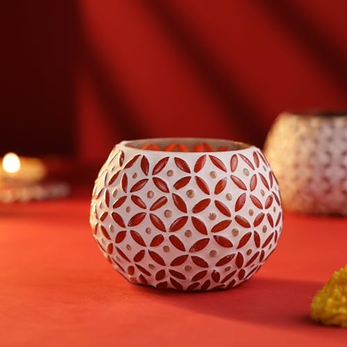 FlowerAura Designer Pack of 2 Mosaic Glass Votive Tealight Candle Holders for Home Decor, Wedding Decor, Christmas Decor, Candle Light Dinner Decor, Bedroom Decor, Festive Decor, Dining Table Decor - Image 4